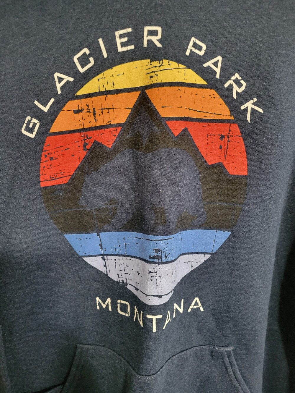 Glacier Park Montana Navy Graphic Hoodie - Picture 2 of 6